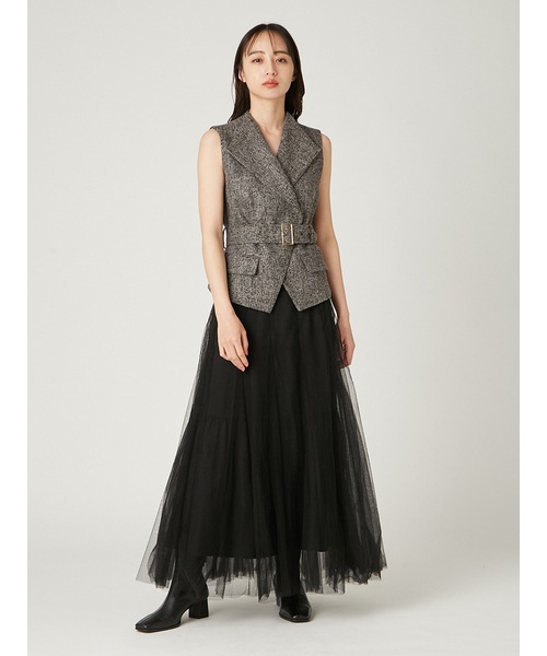 FRAY I.D ジレ チュールスカート セットアップ ブラック 0 期間限定15%OFF】FRAY I.D フレイアイディー ジレチュールスカート