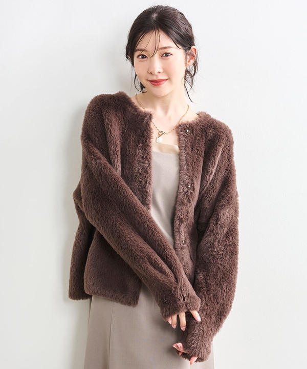 ゴゴ COCODEAL ココディール ダブルフェイスフェザーニットアウター