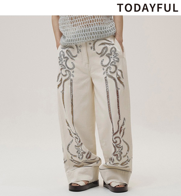 ��ͽ���ʡ�TODAYFUL �ȥ��ǥ��ե�   Cut Lace Twill Pants 12610701 6������7��������ͽ�� /����󥻥������Բľ���