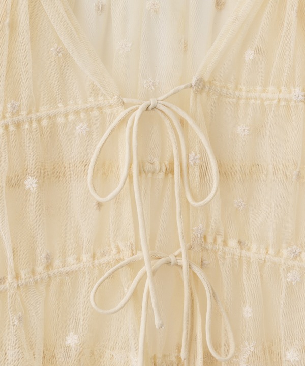 COCODEAL ココディール チュールエンブロイダリーペプラムブラウス