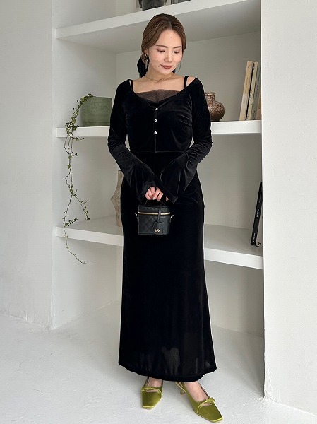FETICO ベロアシアーキャミワンピース FETICO/フェティコ】《STUDIOUS別注》VELOUR SHEER CUT HEM DRESS