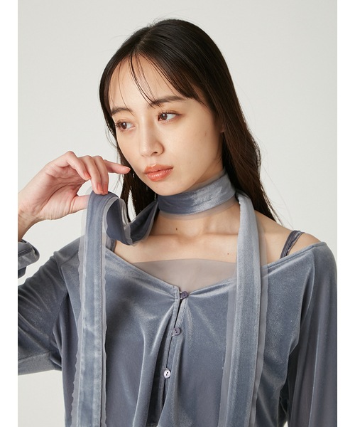 FRAY I.D シアーベロアカーデ&キャミワンピース　ブラック SALE50%OFF】FRAY I.D フレイアイディー シアーベロアカーデ＆キャミ