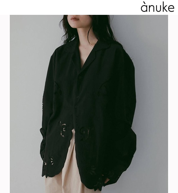 SOLD OUT】anuke アンヌーク Cutwork Opencollar Shirts 62610418