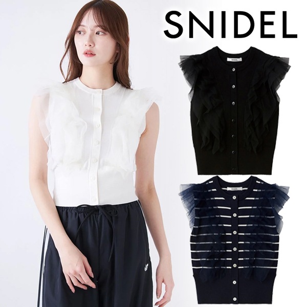 期間限定10%OFF】SNIDEL スナイデル チュールフリルクルーニット