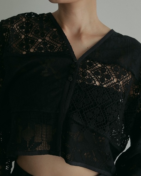 anuke アンヌーク Patchwork Lace Cardigan 62510403