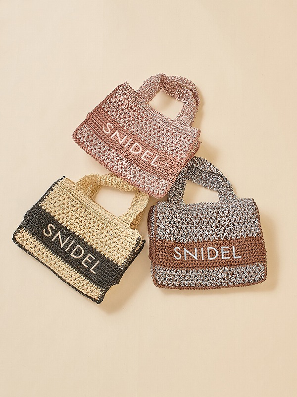 新品タグ付SNIDEL 編みロゴトートバッグ ベージュ/ブラック SOLD OUT】【期間限定10%OFF】SNIDEL スナイデル 柄編み