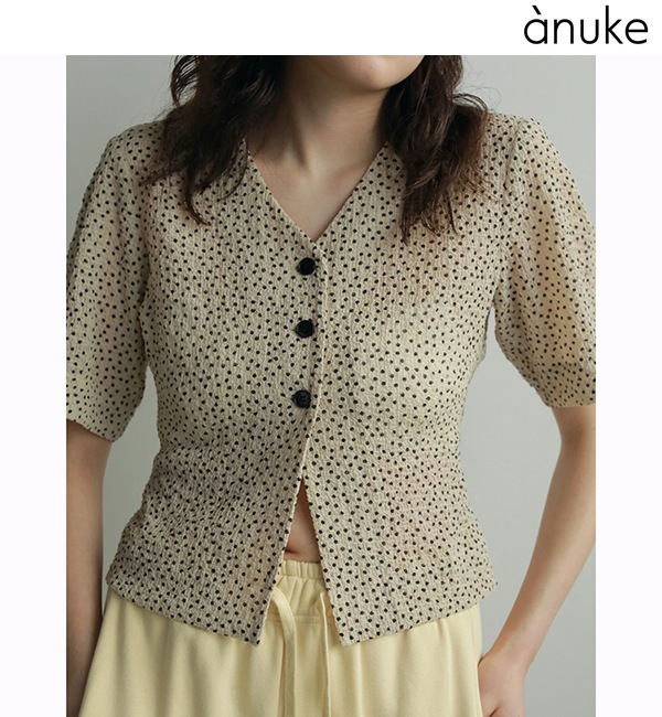 ��SALE60%OFF��anuke ����̡���  Vneck Dot Blouse 62520422  /����󥻥������Բľ��ʡ������ˤ�15���ޤ�¨��ȯ��(���˰ʳ�)��
