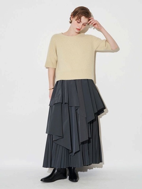 期間限定20%OFF】ELENDEEK エレンディーク ASYMMETRY PLEAT MIX SK