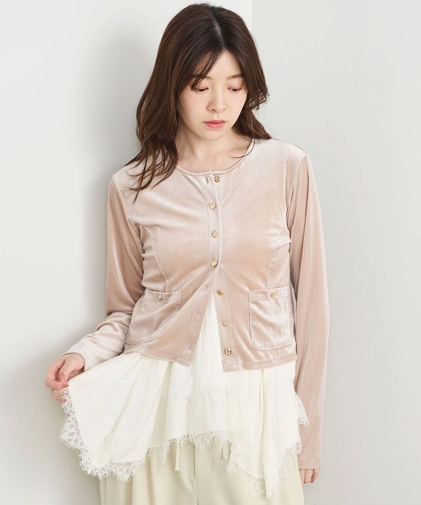 SOLD OUT】COCODEAL ココディール コンパクトベロアカーディガン