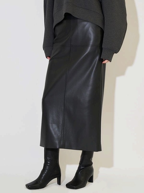 【新品・タグ付き】エレンディーク　フォーレザースカート　黒　サイズ01 期間限定15%OFF】ELENDEEK エレンディーク FAUX LEATHER SK