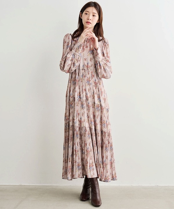 岡崎紗絵さんコラボ】COCODEAL ココディール フラワープリントプリーツ