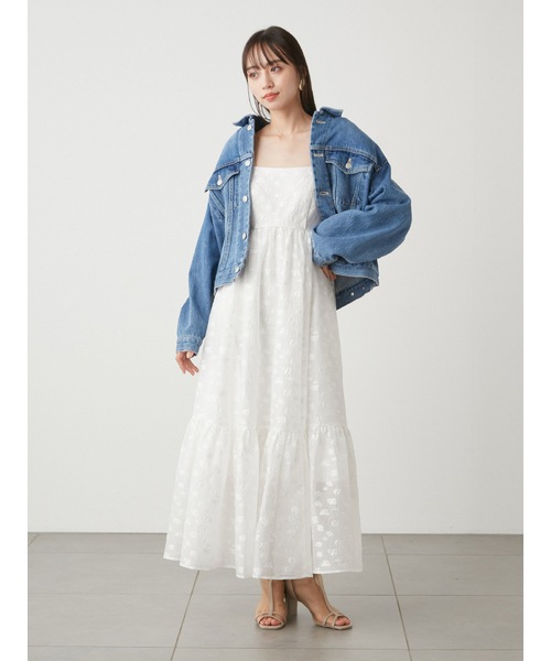 肩リボンジャガードキャミワンピース SWFO241095