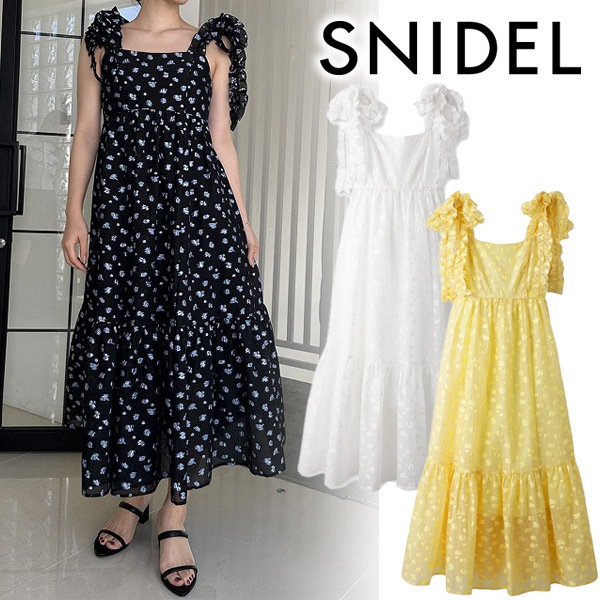 SNIDEL 肩リボンジャガードキャミワンピース