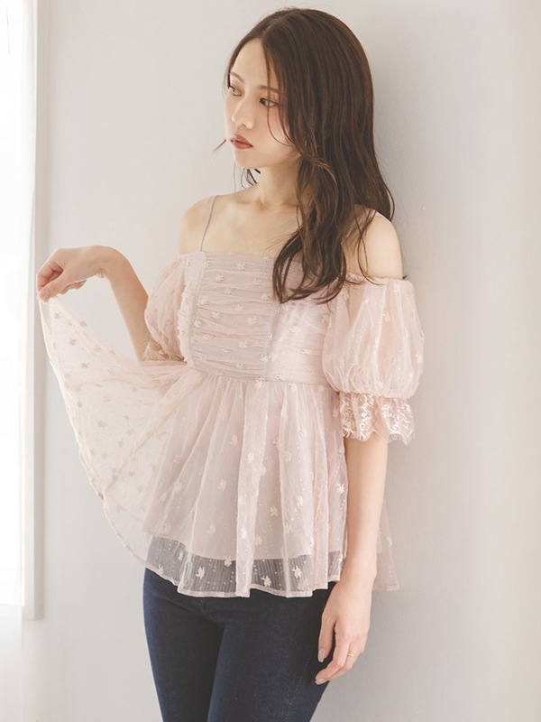 SNIDELレースワンピース・チュニック 期間限定10%OFF】SNIDEL スナイデル バリエオフショルレース
