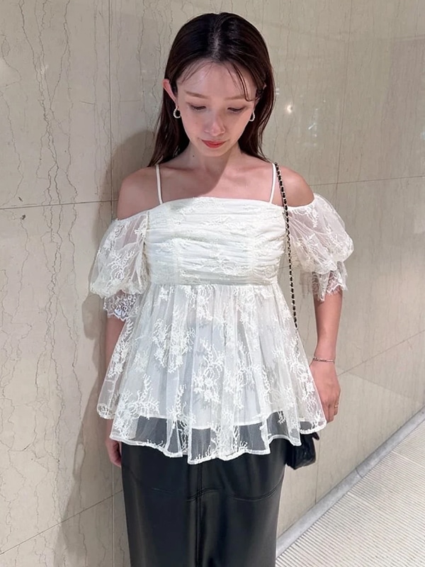 SALE50%OFF】SNIDEL スナイデル バリエオフショルレースチュニック