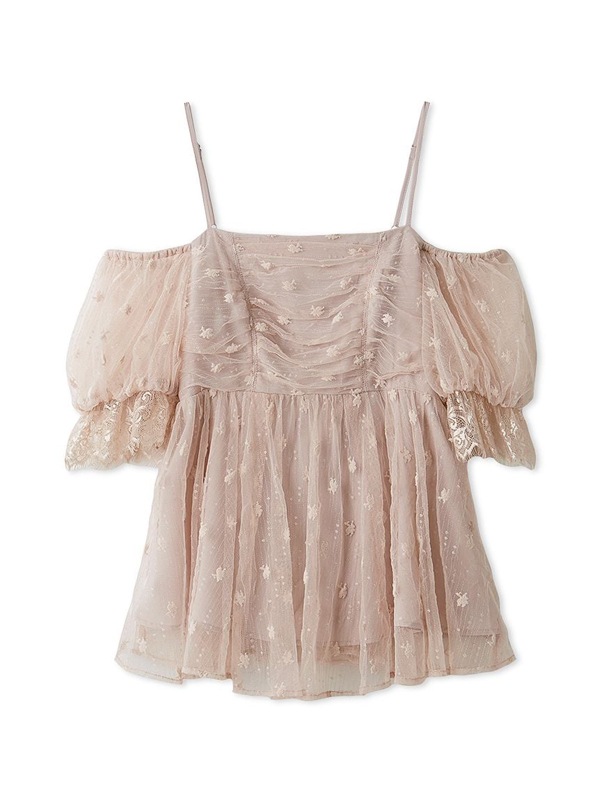 スナイデル バリエオフショルレースチュニック ピンクベージュ 期間限定20%OFF】SNIDEL スナイデル バリエオフショルレース