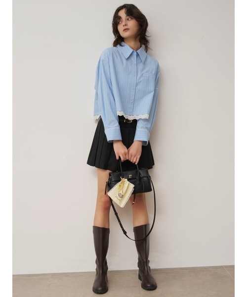 SALE50%OFF】SNIDEL スナイデル レースディティールストライプシャツ