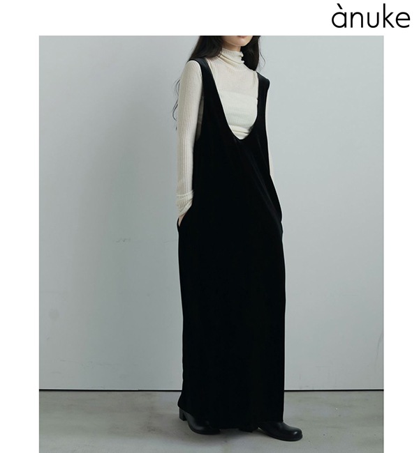 anuke アンヌーク Velour Uneck Onepiece 62520314 /キャンセル