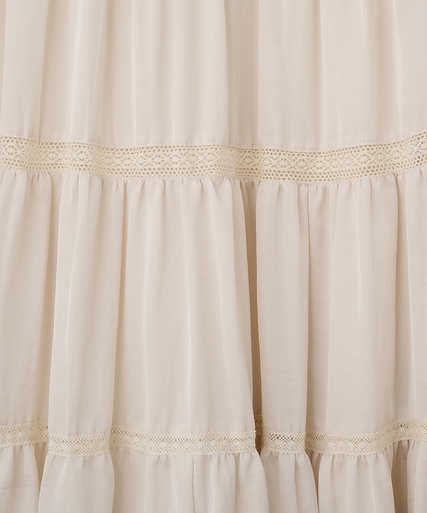 COCO DEAL ココディール　レース切替ティアードサテンスカート　アイボリー レース切替ティアードサテンスカート｜PETAL ONLINE（ペタルオンライン）