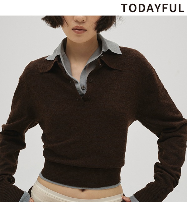TODAYFUL �ȥ��ǥ��ե�  Layered  Polo Knit 12610508  /����󥻥������Բľ��� �������ˤ�15���ޤ�¨��ȯ��(���˰ʳ�)��