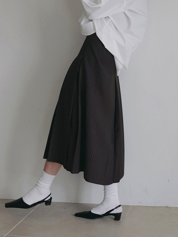 anuke ����̡��� Stripe Pleats Skirt 62620804 /����󥻥������Բľ��ʡ������ˤ�15���ޤ�¨��ȯ��(���˰ʳ�)��