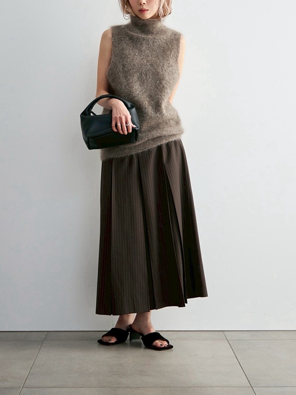 anuke ����̡��� Stripe Pleats Skirt 62620804 /����󥻥������Բľ��ʡ������ˤ�15���ޤ�¨��ȯ��(���˰ʳ�)��