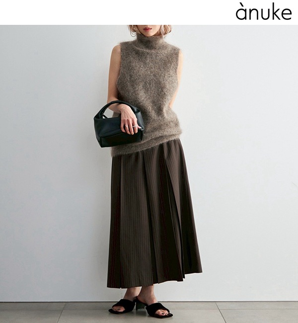 anuke ����̡��� Stripe Pleats Skirt 62620804 /����󥻥������Բľ��ʡ������ˤ�15���ޤ�¨��ȯ��(���˰ʳ�)��