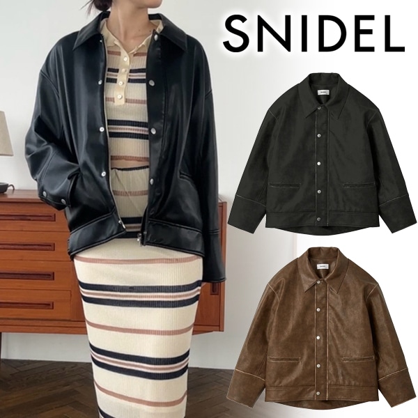 美品　SNIDEL スナイデル　フェイクレザーブルゾン　ブラック　フリーサイズ SNIDEL スナイデル フェイクレザーブルゾン （美品SNIDEL