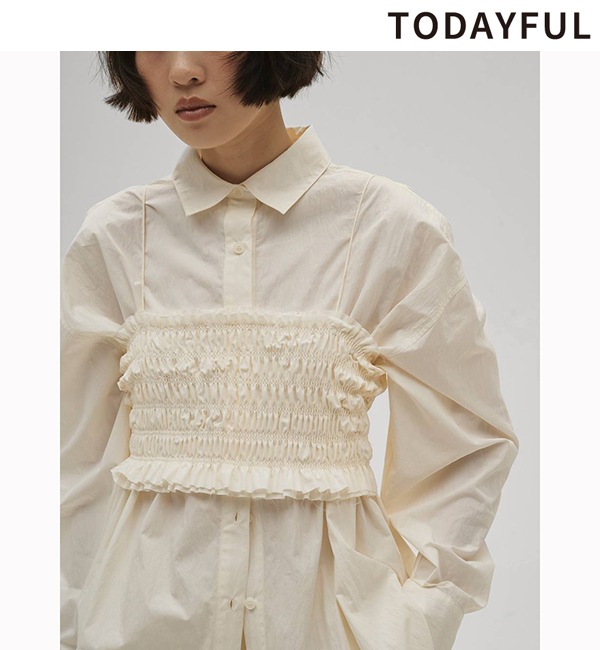 SOLD OUT】TODAYFUL トゥデイフル Shirring Bustier Layered Shirts