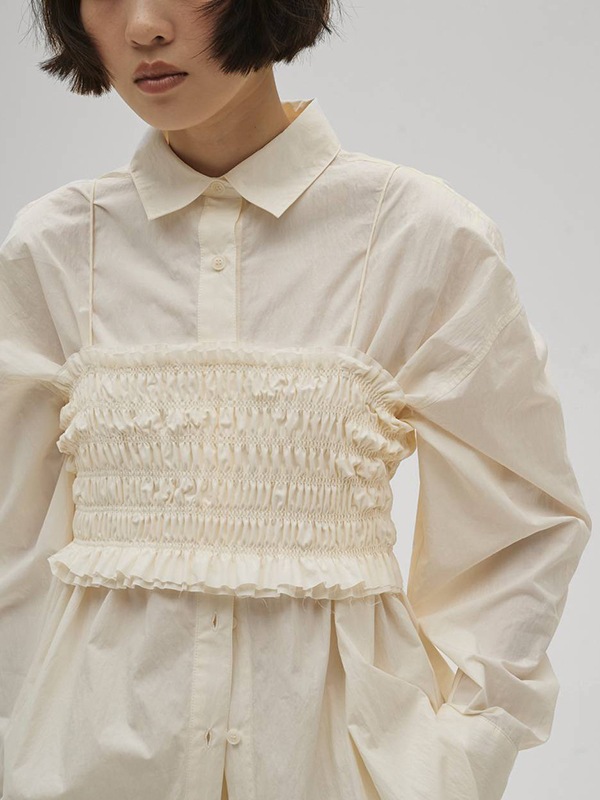 トップス TODAYFUL Shirring Bustier Layered Shirts SOLD OUT】TODAYFUL トゥデイフル Shirring Bustier Layered Shirts