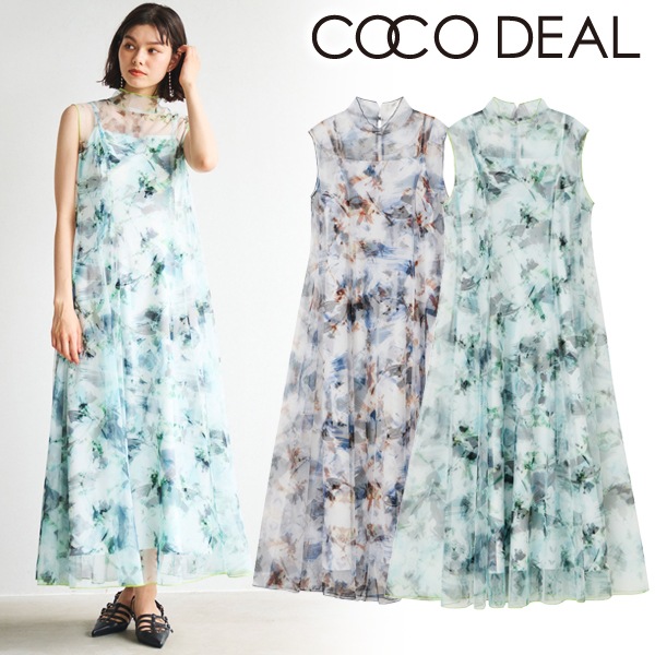 COCODEAL ココディール アートプリントチュールレイヤーワンピース 