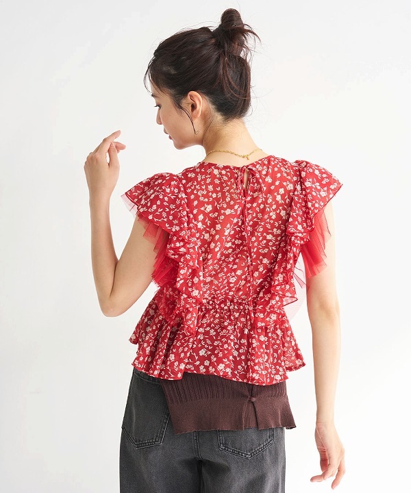 COCODEAL ココディール ラッフルフラワーギャザーブラウス