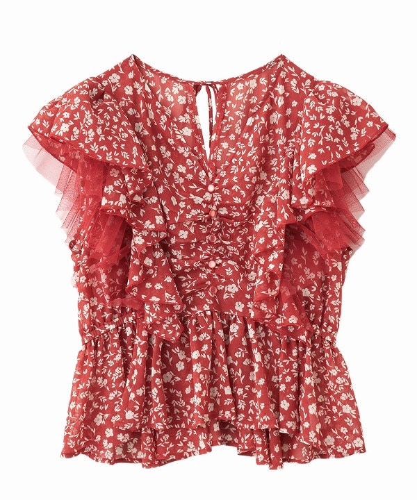 COCODEAL ココディール ラッフルフラワーギャザーブラウス