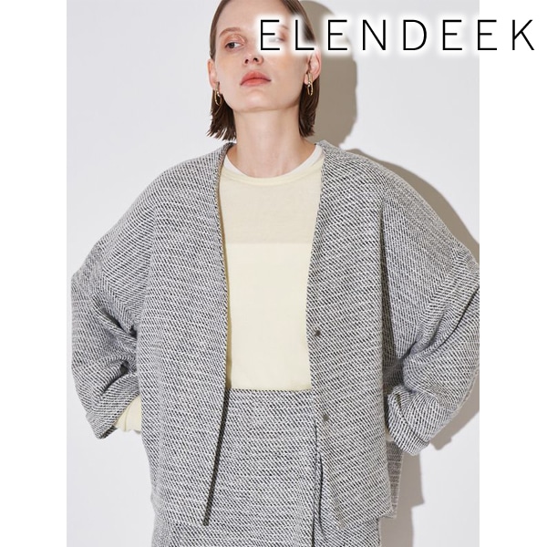 エレンディーク ツイードフォルムショートコート ノーカラージャケット SOLD OUT】【期間限定10%OFF】ELENDEEK エレンディーク TWEED FORM