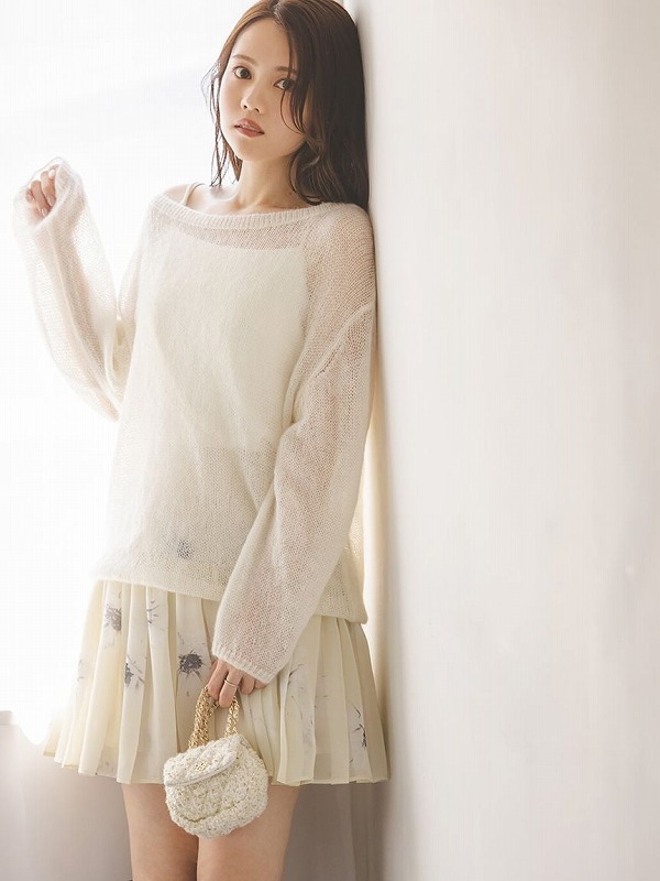 snidel スナイデル リリーブラウン アプワイザーリッシェ 配色プリーツニットワンピース アプワイザーリッシェ リリーブラウン