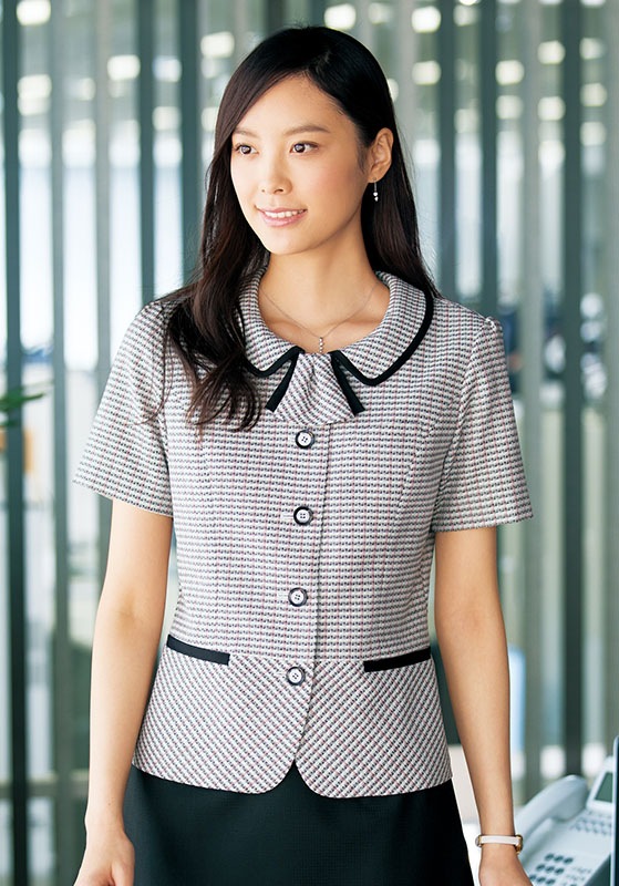 17号・19号 事務服 半袖オーバーブラウス レディース U82353 UNILADY オフィスウェア ストライプ 仕事服 制服 ユニフォーム 17号・19号 事務服 半袖オーバーブラウス レディース U82353