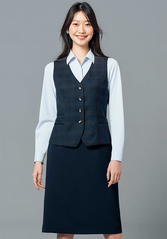 UNILADY セミタイトスカート 21号 23号 U9131 大きいサイズ ネイビー