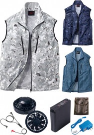 自重堂 Jawin(ジャウィン) 空調服 ベスト 大容量バッテリー＆ワンタッチファン(ブラック)セット 54060ULT-CB2B|春夏|ベスト