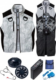 自重堂 Jawin(ジャウィン) 空調服 ベスト パワーファン対応バッテリー＆ワンタッチファン(ブラック)セット 74150SP-CB2B|春夏|ベスト
