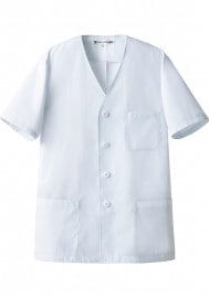 SEVEN UNIFORM セブンユニフォーム 抗菌コート 襟無し メンズ 半袖 AA322|調理白衣