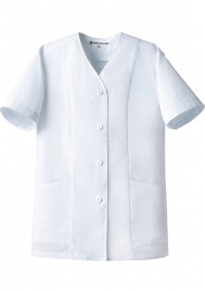 SEVEN UNIFORM セブンユニフォーム 抗菌コート 襟無し レディース 半袖 AA332|調理白衣