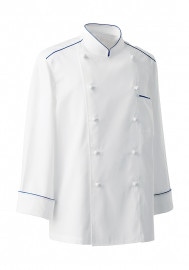 SEVEN UNIFORM セブンユニフォーム ダブルボタンパイピングコックコート 男女兼用 長袖 BA1081|コックコート