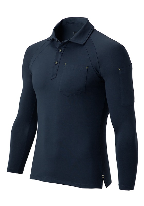 03-04 ナポリ ＜長袖ポロシャツ＞Ｍ Ｍ1245m 長袖ポロシャツ ユニセックス 165－3 ネイビー （3XL