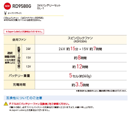 ���󥨥� SUN-S ��Ĵ������ 24V�Хåƥ꡼���å�GL-1 RD9580G