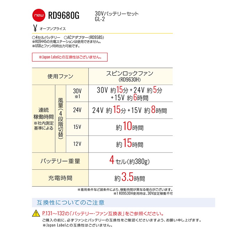 ���󥨥� SUN-S ��Ĵ������ 30V�Хåƥ꡼���å�GL-2 RD9680G
