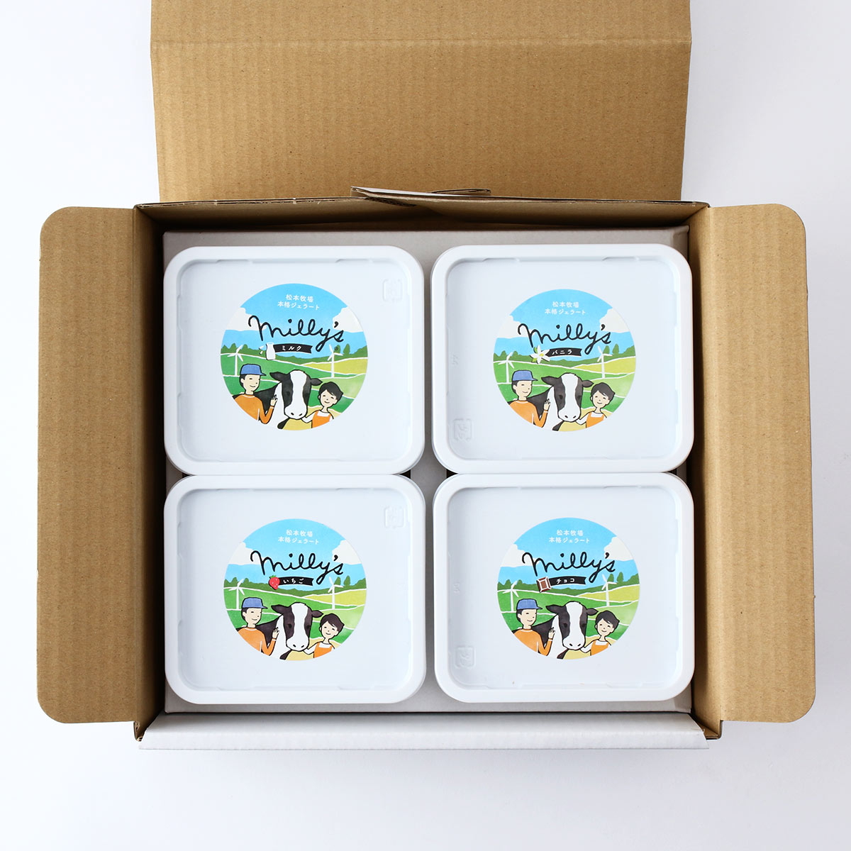 松本アイス工房] 松本牧場 本格ジェラート millys 500ml×4個セット