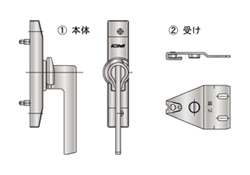 締まりハンドル・受けセット(CR4503NR) | マンション・ビル用部品,引