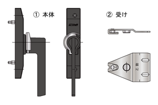ピルクル様　お取引用 締まりハンドル・受けセット(CR4503ZR) | マンション・ビル用部品,引