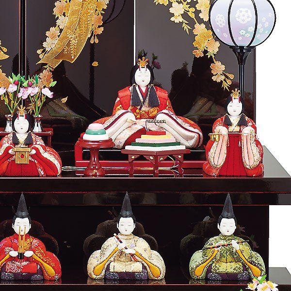 雛人形 コンパクト 木目込み 一秀 ひな人形 十人飾り 10人 3段 三