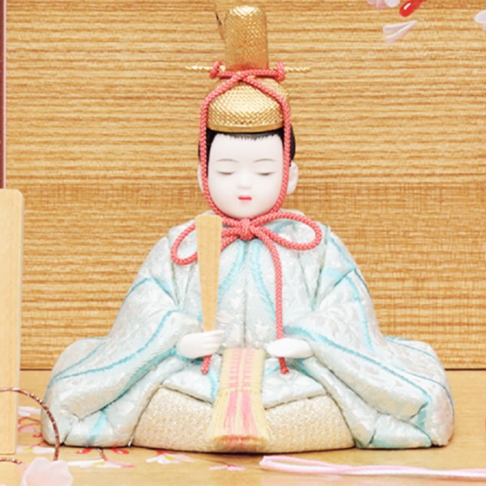 雛人形① 万葉堂 奈良一刀彫 雛人形 吉岡一泰作 立雛-桜咲く6寸